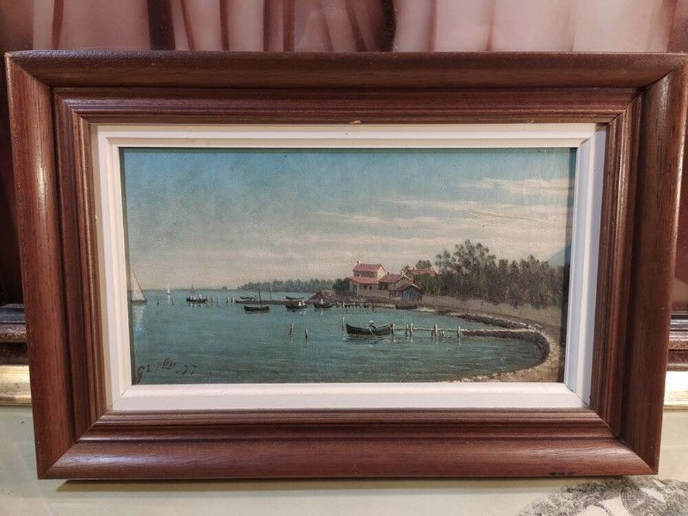 Tableau Paysage Marine C&ocirc;te Rocheuse Marine Sign&eacute; Garnier. Décoration