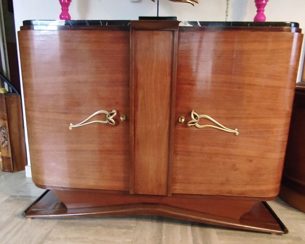 superbe buffet Art D&eacute;co 2 portes courbes bois pr&eacute;cieux Meubles