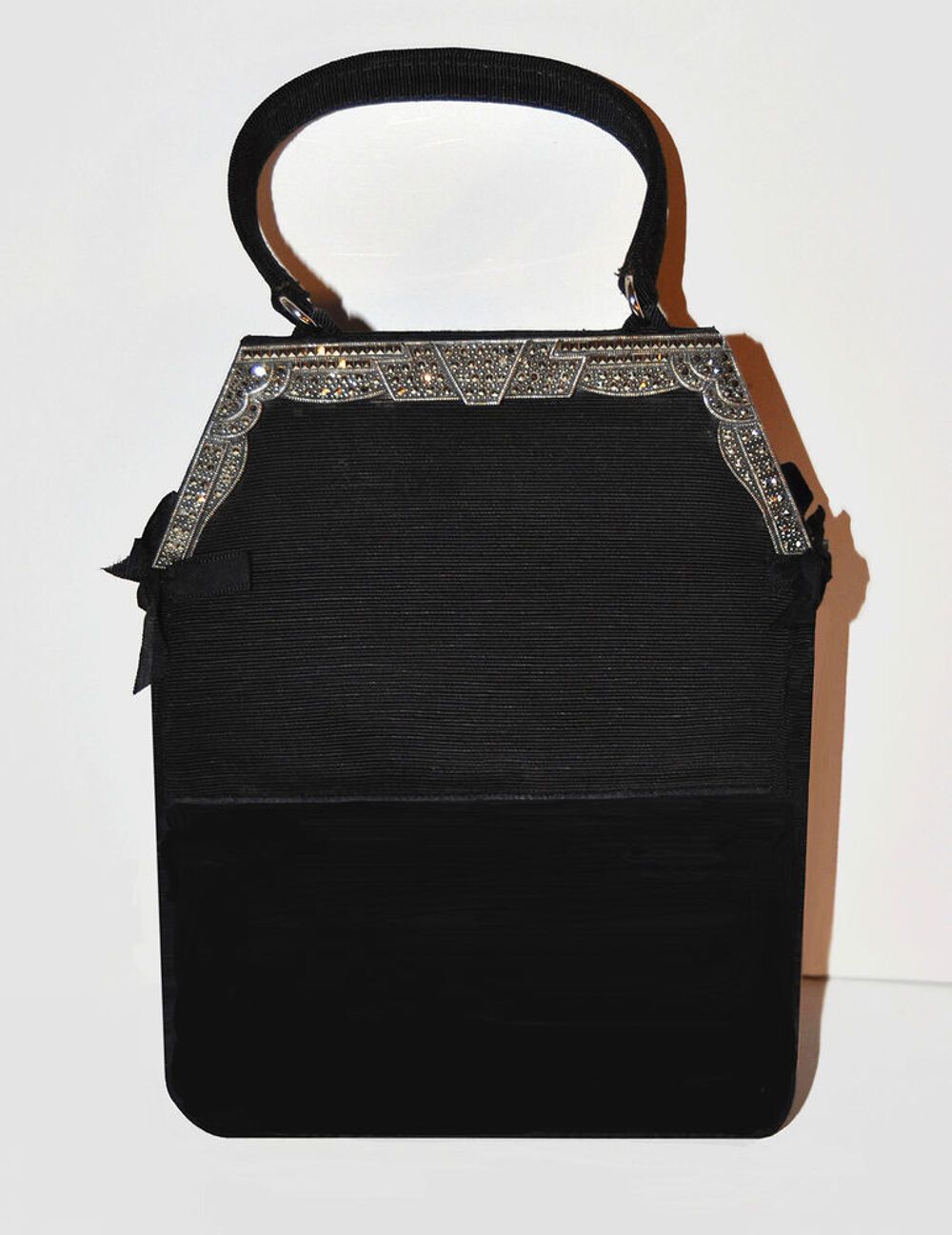 Sac de soir&eacute;e, aumoni&egrave;re bourse art d&eacute;co, fermoir marcassite Maroquinerie