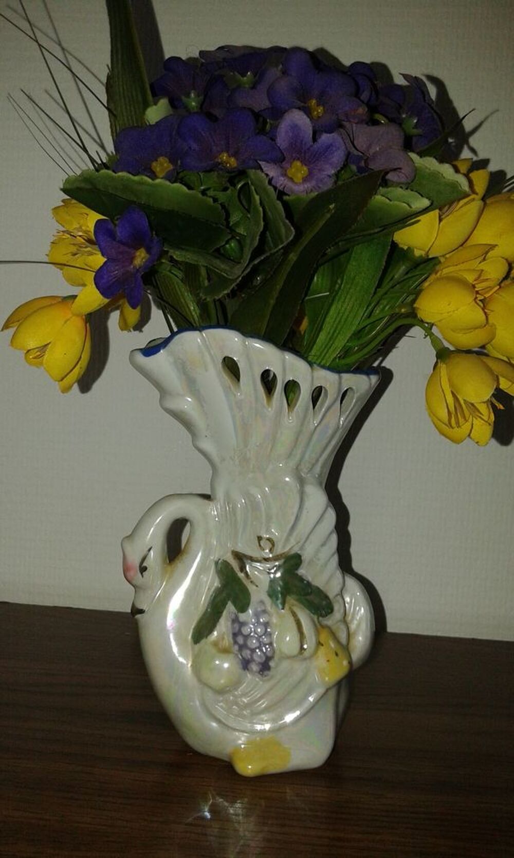 Vase vintage d&eacute;cor cygne Décoration