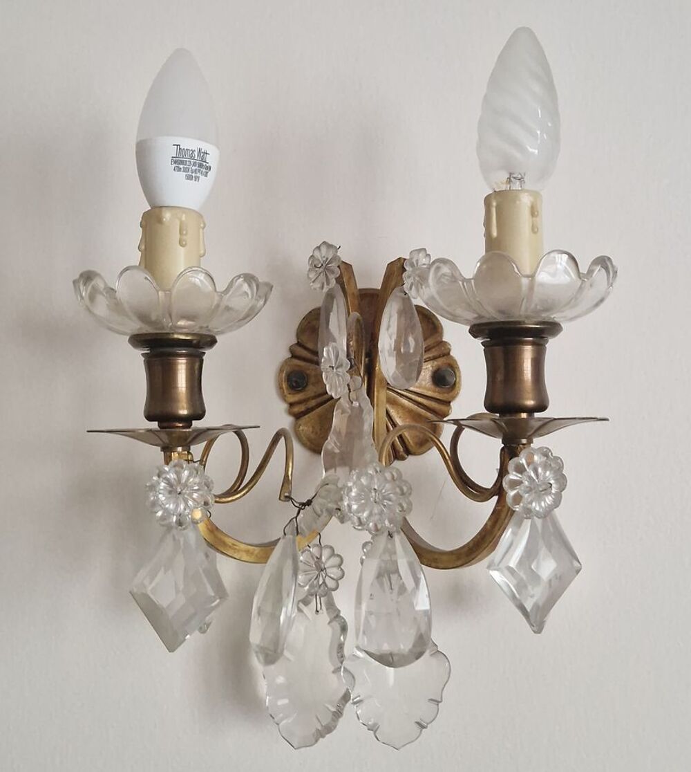 3 appliques en cristal de Boh&egrave;me Décoration