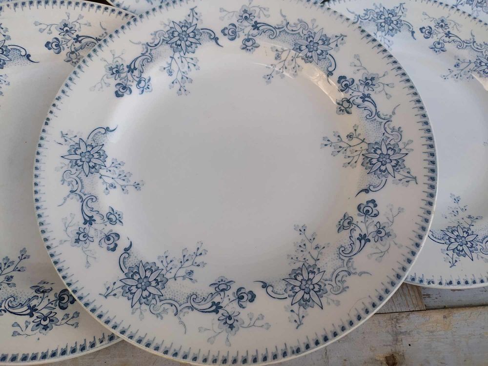 Six Assiettes Fa&iuml;ence Terre de Fer R&eacute;aumur KG Lun&eacute;ville Décoration