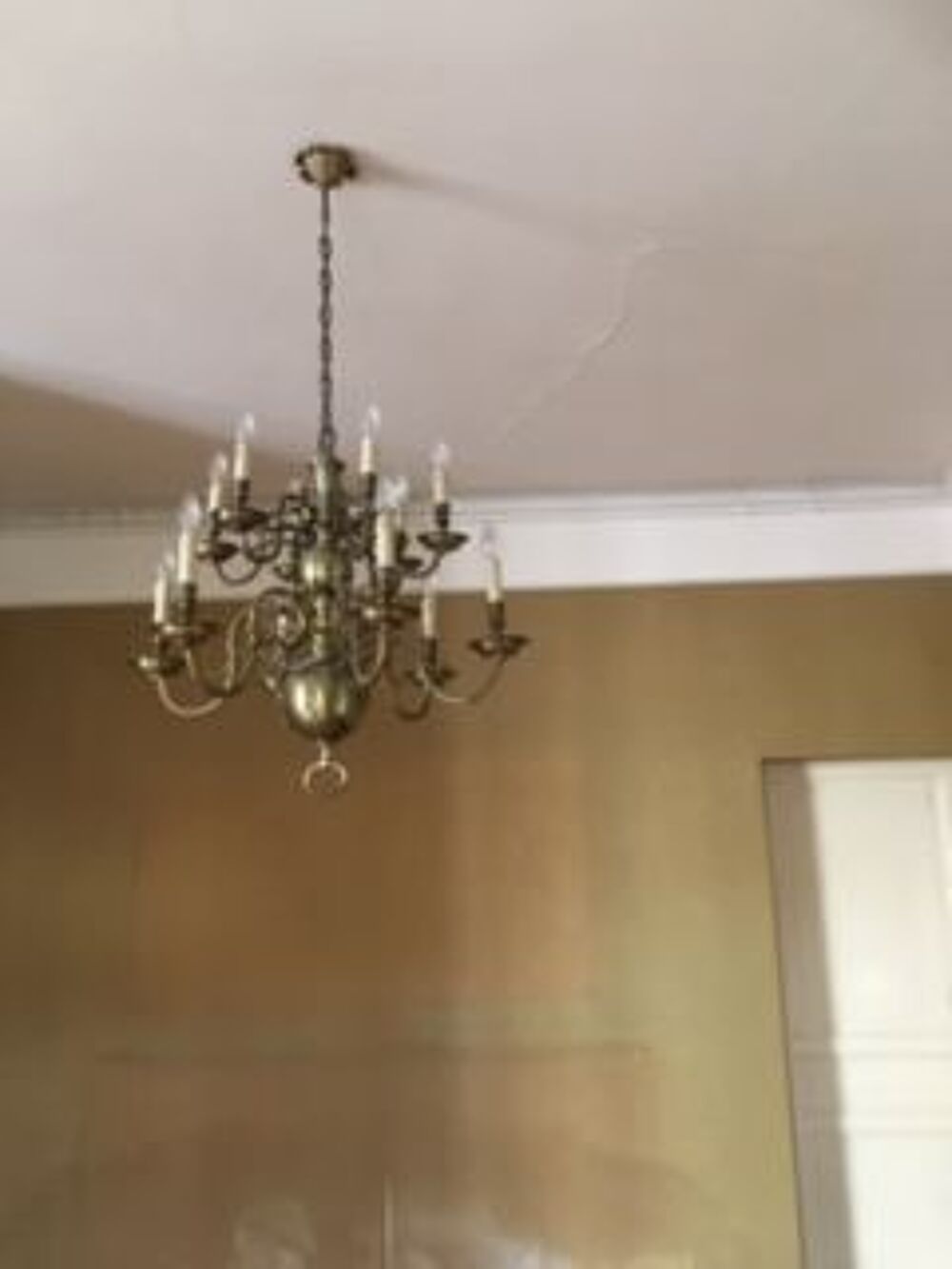 Lustre ANCIEN HOLLANDAIS en BRONZE dor&eacute; MASSIF Décoration