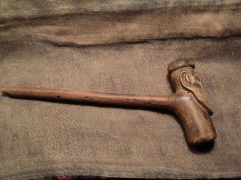 Ancienne Pipe en Bois Tête Sculptée Art Populaire. 25 Loches (37)