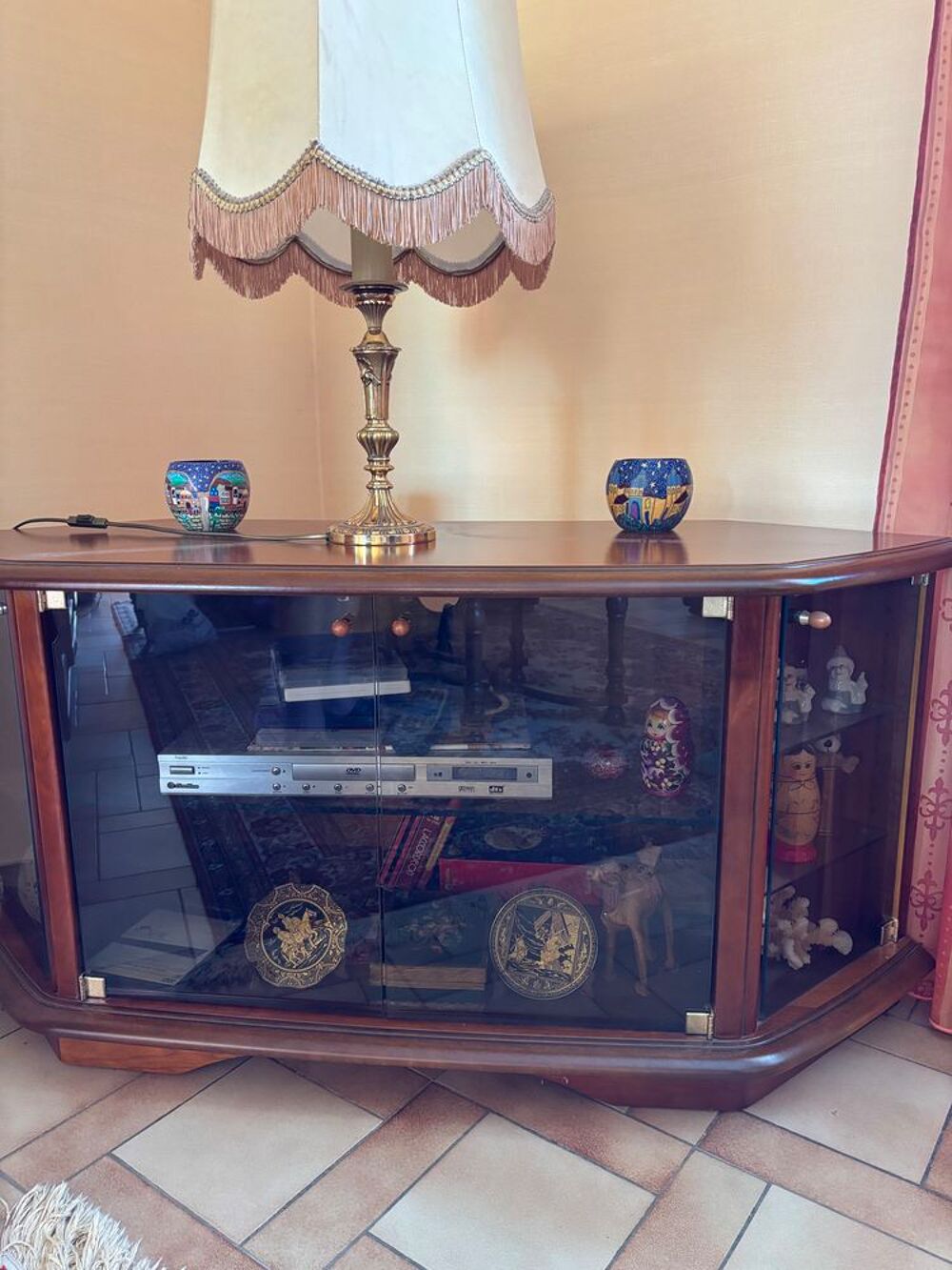 Meuble TV vintage en bois et verre fum&eacute; ? style ann&eacute;es 80/90 Meubles