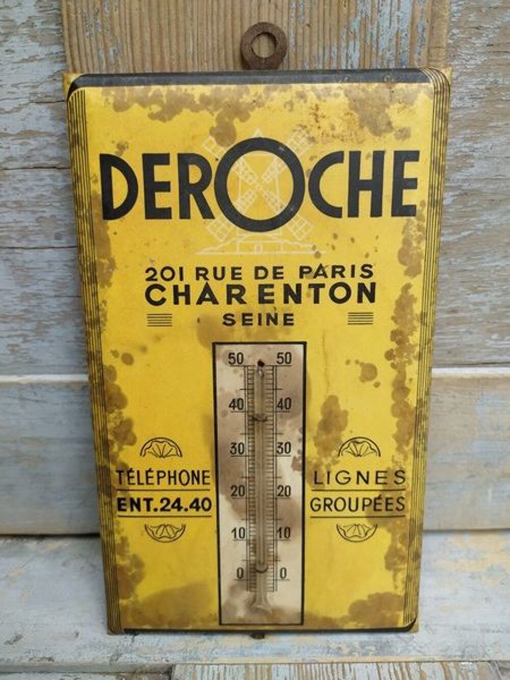 Ancien Thermom&egrave;tre Glacoide Publicitaire Deroche Charenton 
