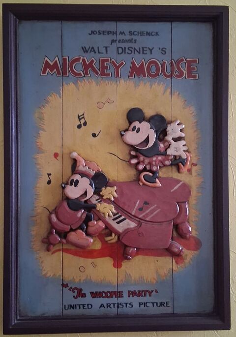 Tableau bois sculpté Mickey Mouse Alfortville (94)