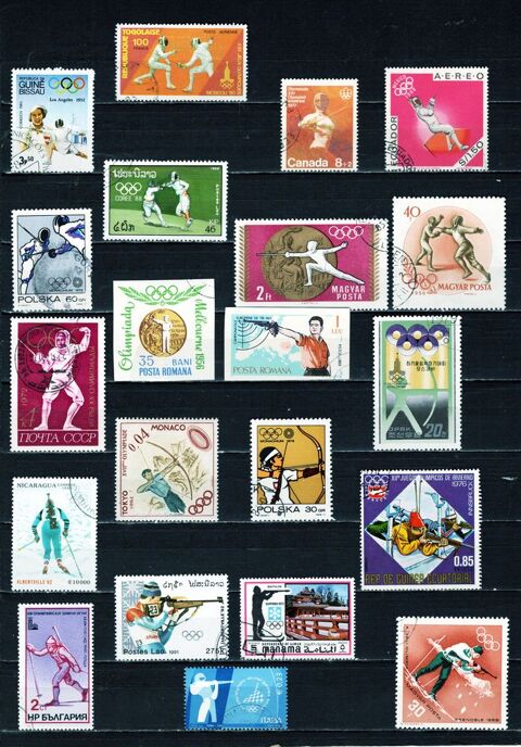 21 timbres du MONDE  ESCRIME et SPORTS de TIR  1 Les �glisottes-et-Chalaures (33)