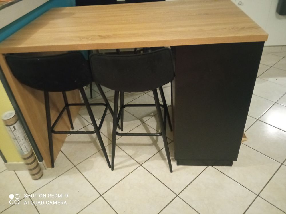 &Icirc;lot cuisine noir et bois Meubles