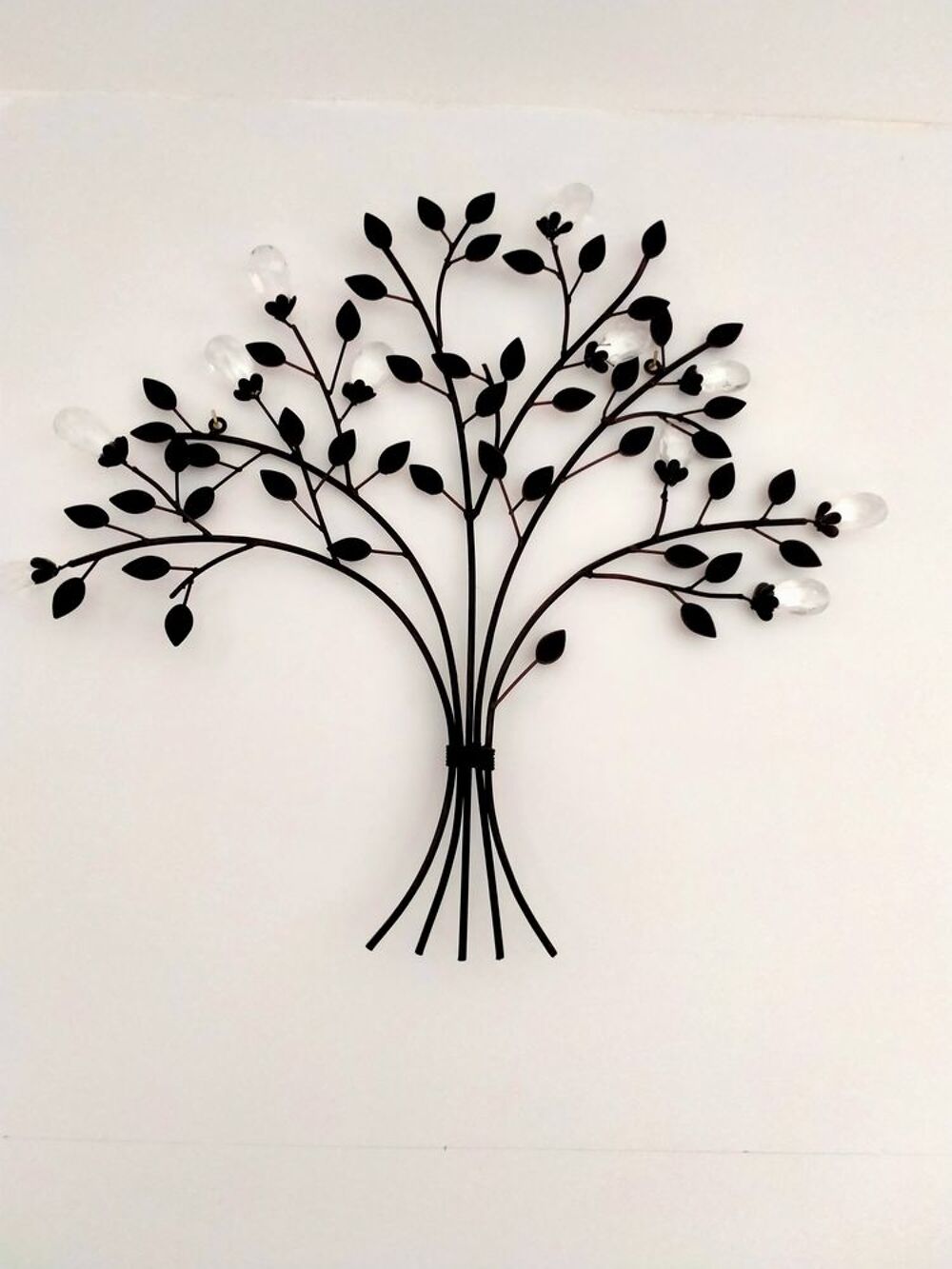 D&eacute;coration murale en forme de branche m&eacute;tallique &amp; cristaux Décoration