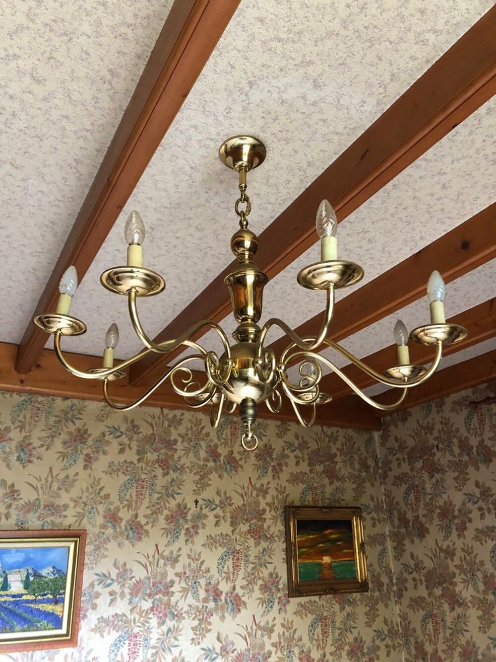 Magnifique lustre en laiton Décoration
