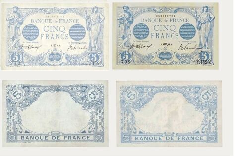 F2 5 f bleu lot de 2 billets 198 Raismes (59)