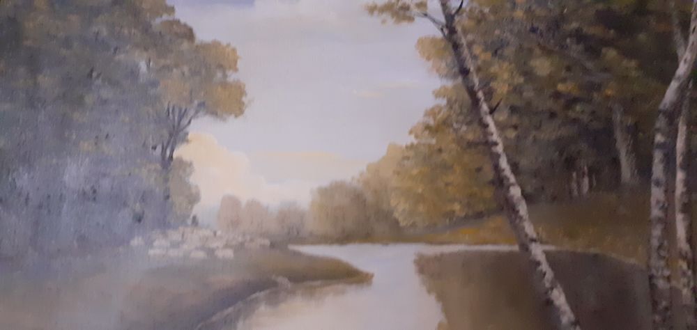 Huile d un peintre chalonnais, paysage de Marne Dcoration