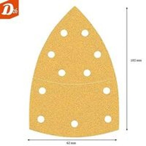   10 feuilles abrasives BOSCH 102x62mm/ 93mm 11 Trous Grain 80 