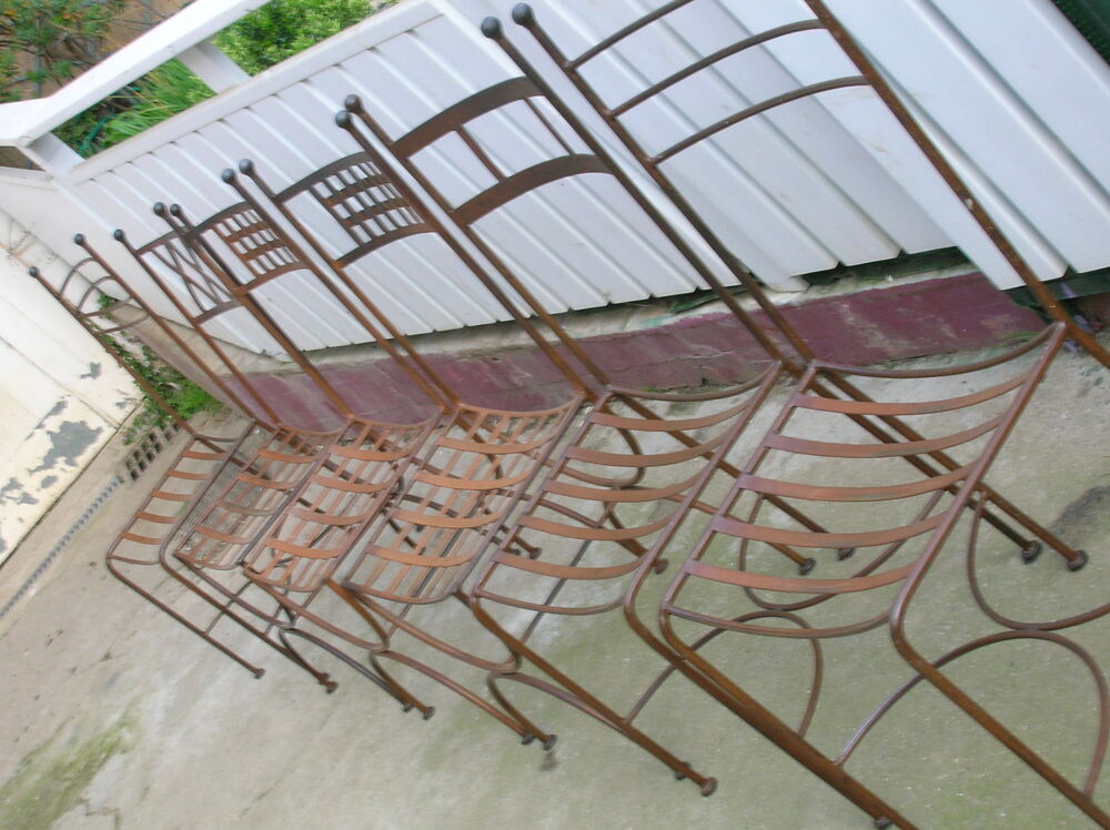  6 chaise fer forge Jardin