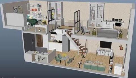   Buttes Chaumont dernier �tage 3/4 pi�ces Duplex Appartement - 3/4 pi�ce(s) - 80 m�