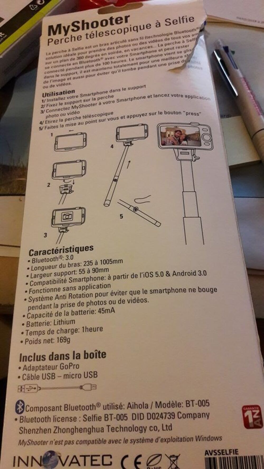 Perche t&eacute;lescopique INNOVATEC Téléphones et tablettes