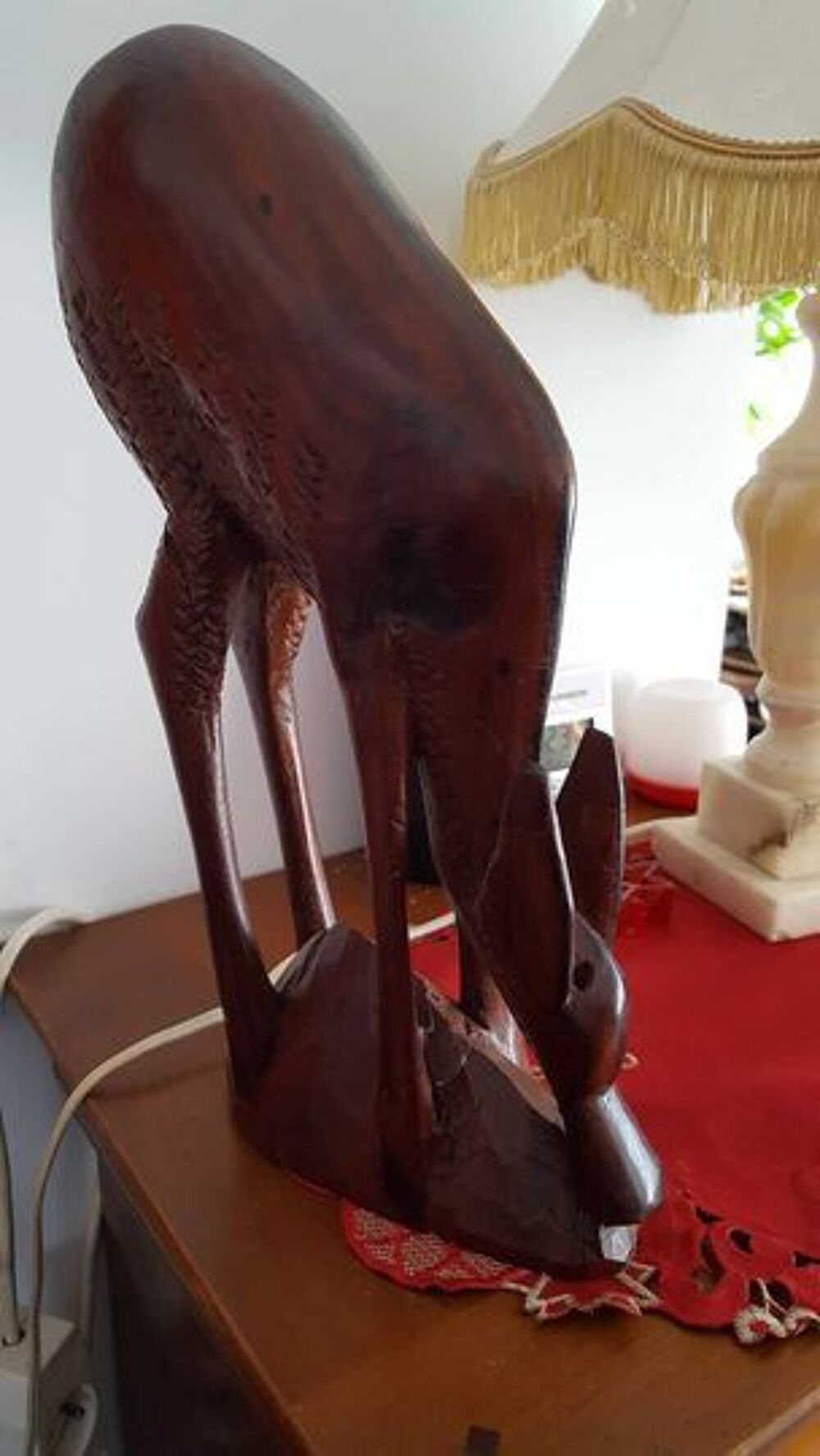  Statue belle antilope en bois exotique artisanal N&deg;1274 Décoration