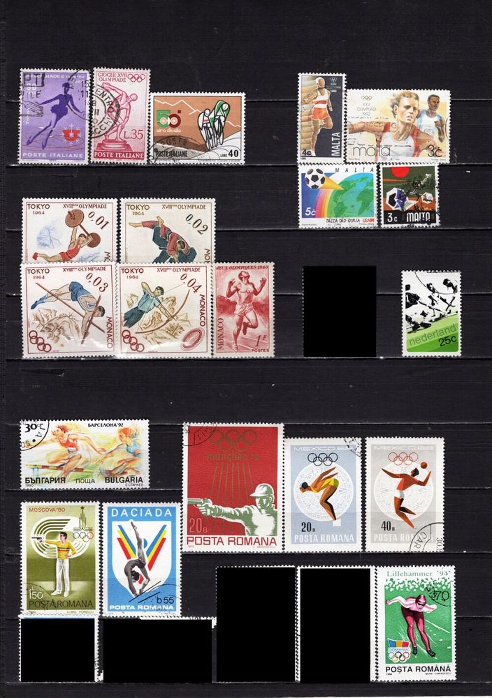 lot de 55 timbres de PAYS d'EUROPE sur les SPORTS 