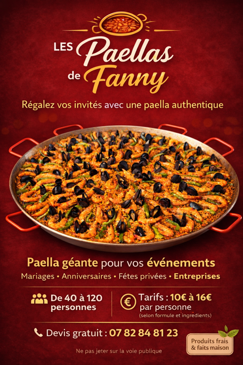 Pour vos f&ecirc;tes, mariage, repas d'entreprise, pensez Paella ! 0 89000 Auxerre