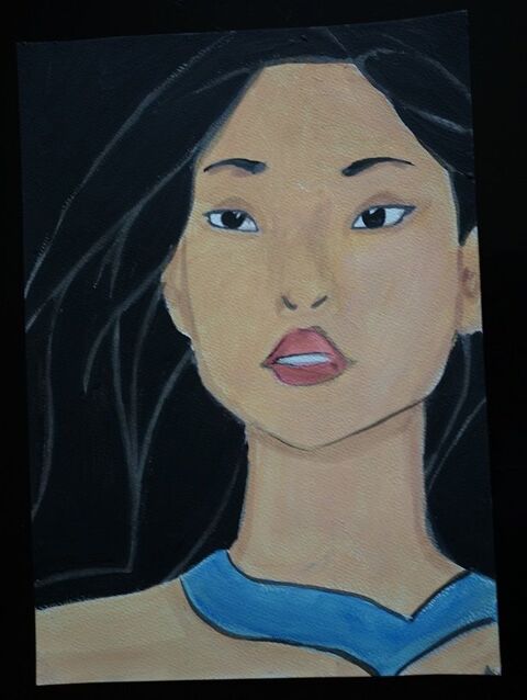 bl - peinture - pocahontas - sur papier aquarelle format A4  4 Foug�res (35)