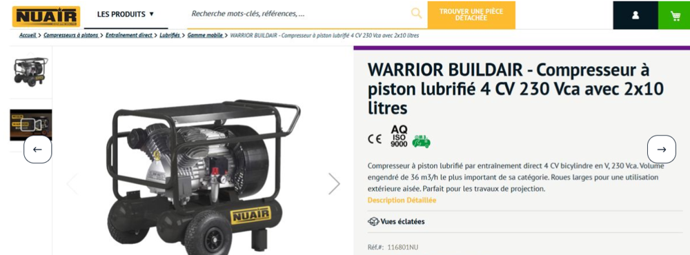Compresseur &agrave; pistons warrior 4CV Bricolage