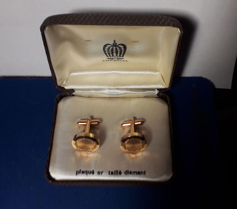 Coffret de boutons de manchette Imp&eacute;rial en plaqu&eacute; or Bijoux et montres