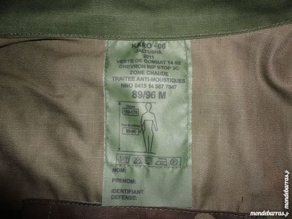 veste treillis combat militaire f&eacute;lin &eacute;t&eacute; neuve Vêtements