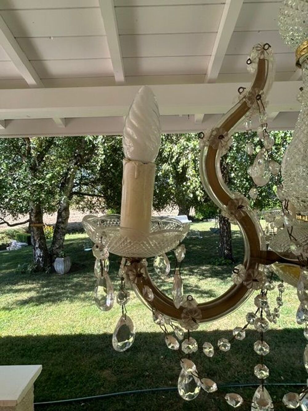 Luminaire &agrave; pampilles, 3 bras, vintage Décoration