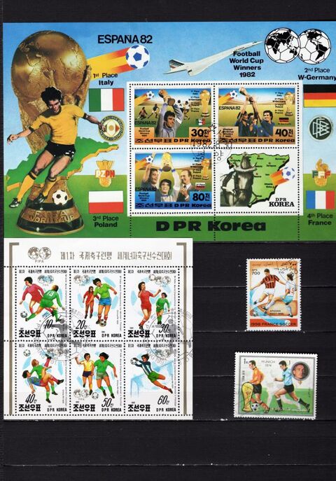 lot de 79 timbres du MONDE sur le FOOTBALL 5 Les �glisottes-et-Chalaures (33)