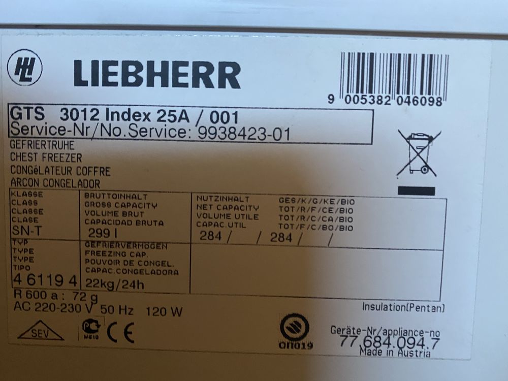 Cong&eacute;lateur coffre 300l Electroménager