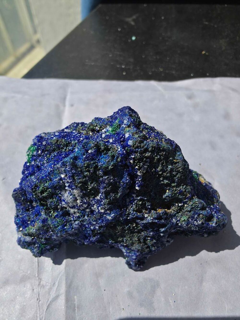 Azurite Bleu Intense, Malachite Fibreuse &amp; Quartz Brut Katanga RDC-131g 