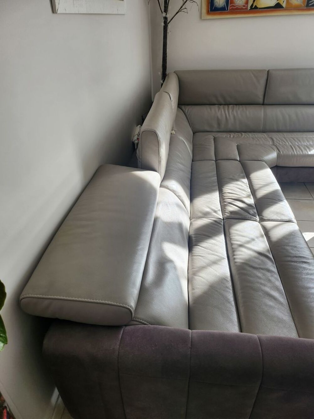 Banquette cuir Gris 6 / 7 places Meubles