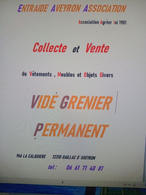 Vide-grenier permanent.   Collectes. Et. ventes 0 Gaillac-d'Aveyron (12)