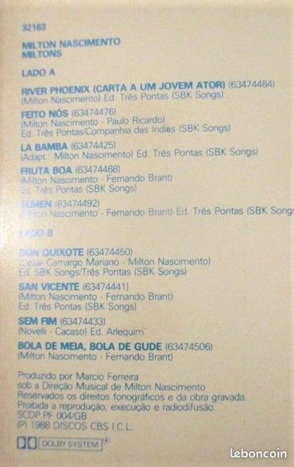 Cassette audio Milton Nascimento CD et vinyles