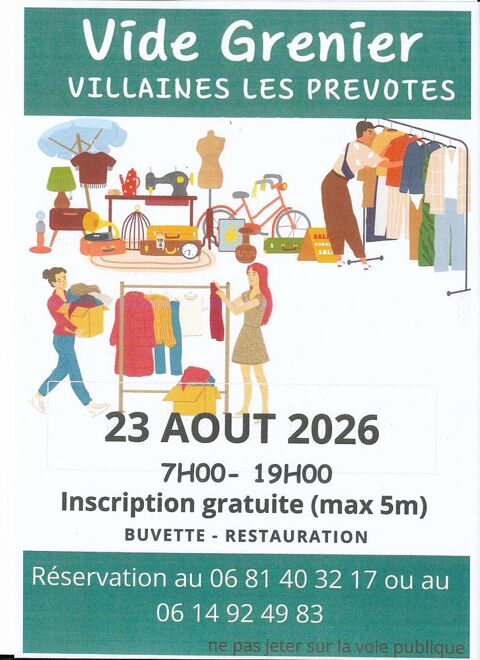 Vide grenier à Villaines les Prévotes le 23 août 2026 Villaines-les-Prévôtes (21)