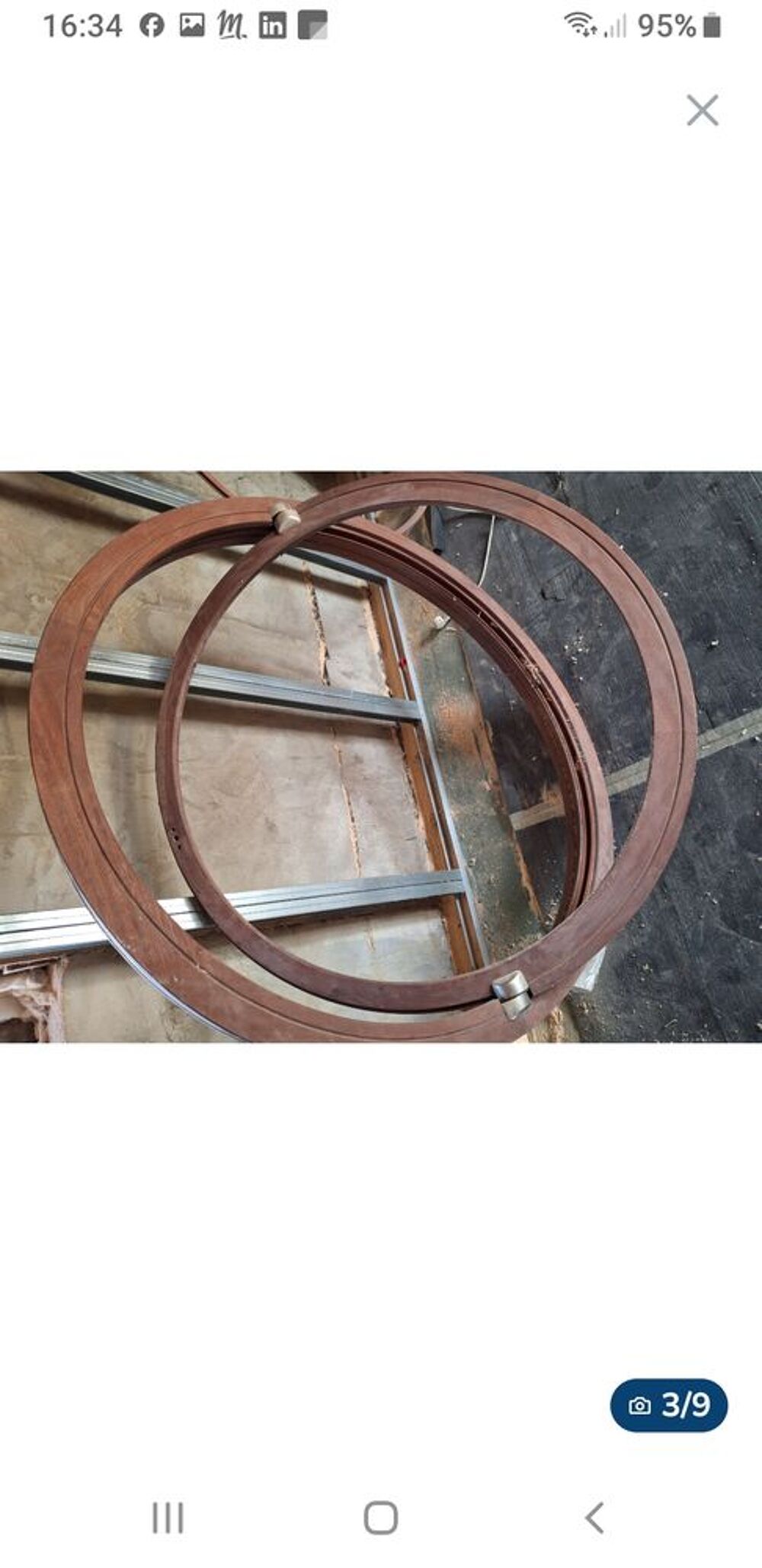 Oeil de boeuf ouvrant bois exotique 125 mm HT vitre 105 mm Bricolage