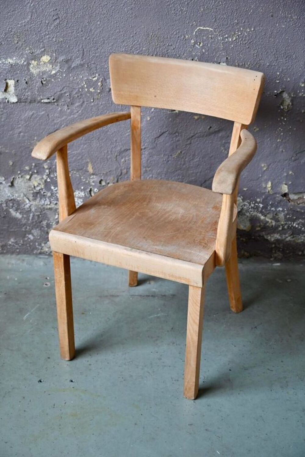 Fauteuil si&egrave;ge de bureau ancien en bois style vintage indus Meubles