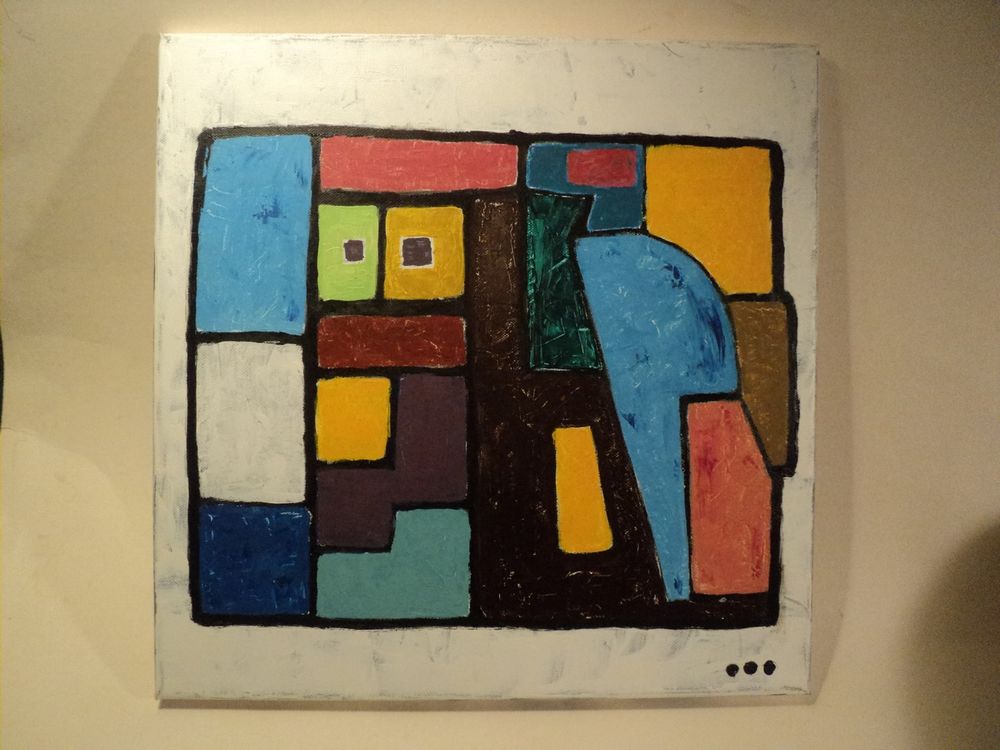Tableau Composition Peinture Abstraite Contemporaine. Décoration