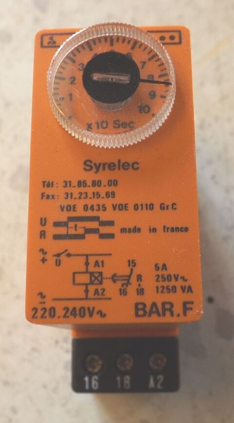 Relais temporis SYRELEC BAR.F 250 v 20 trchy (91)