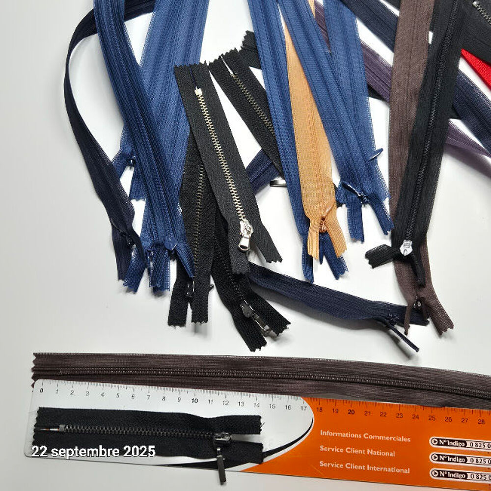Lot de 29 fermetures &eacute;clair m&eacute;tal et plastique de diff&eacute;rente Bricolage