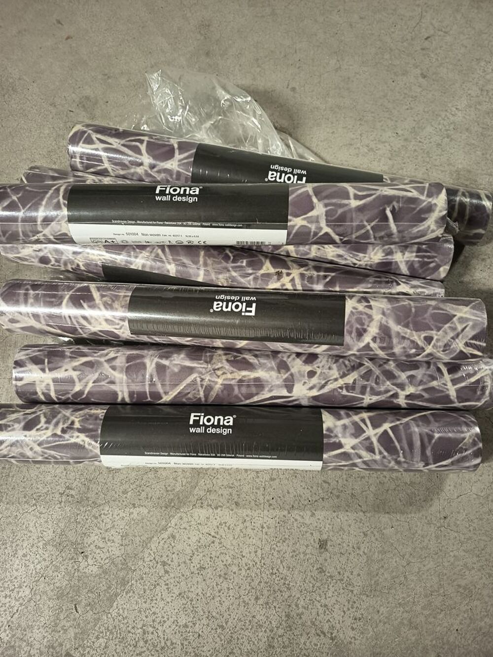 Papier peint intiss&eacute; effet marbre violet/or ? Fiona ? neuf ? Décoration