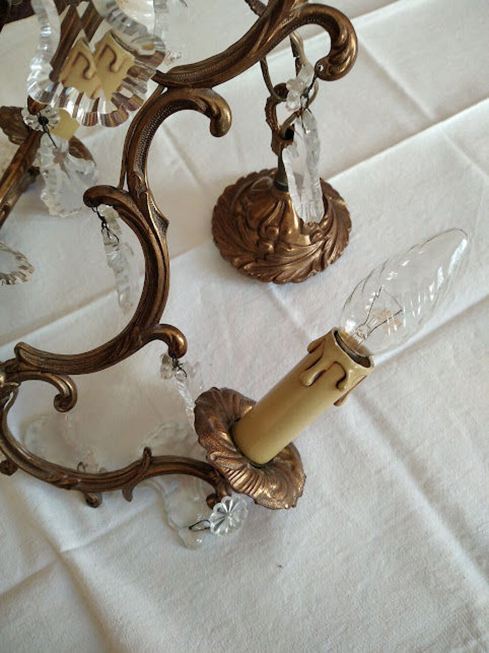 Lustre bronze et cristal Décoration