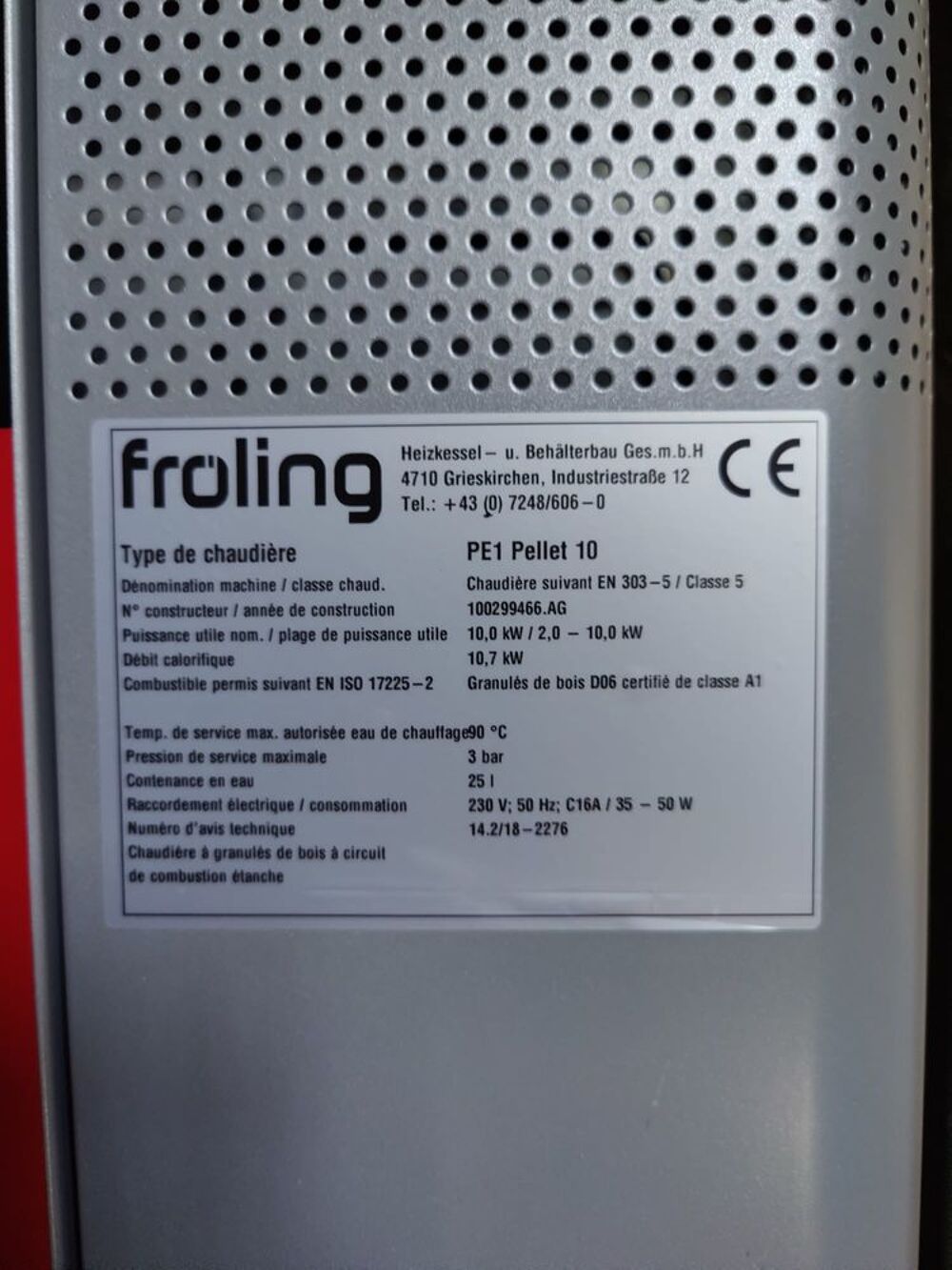 Chaudi&egrave;re &agrave; granul&eacute;s/pellets/bois PE1 Pellet 10 kW Fr&ouml;ling Bricolage