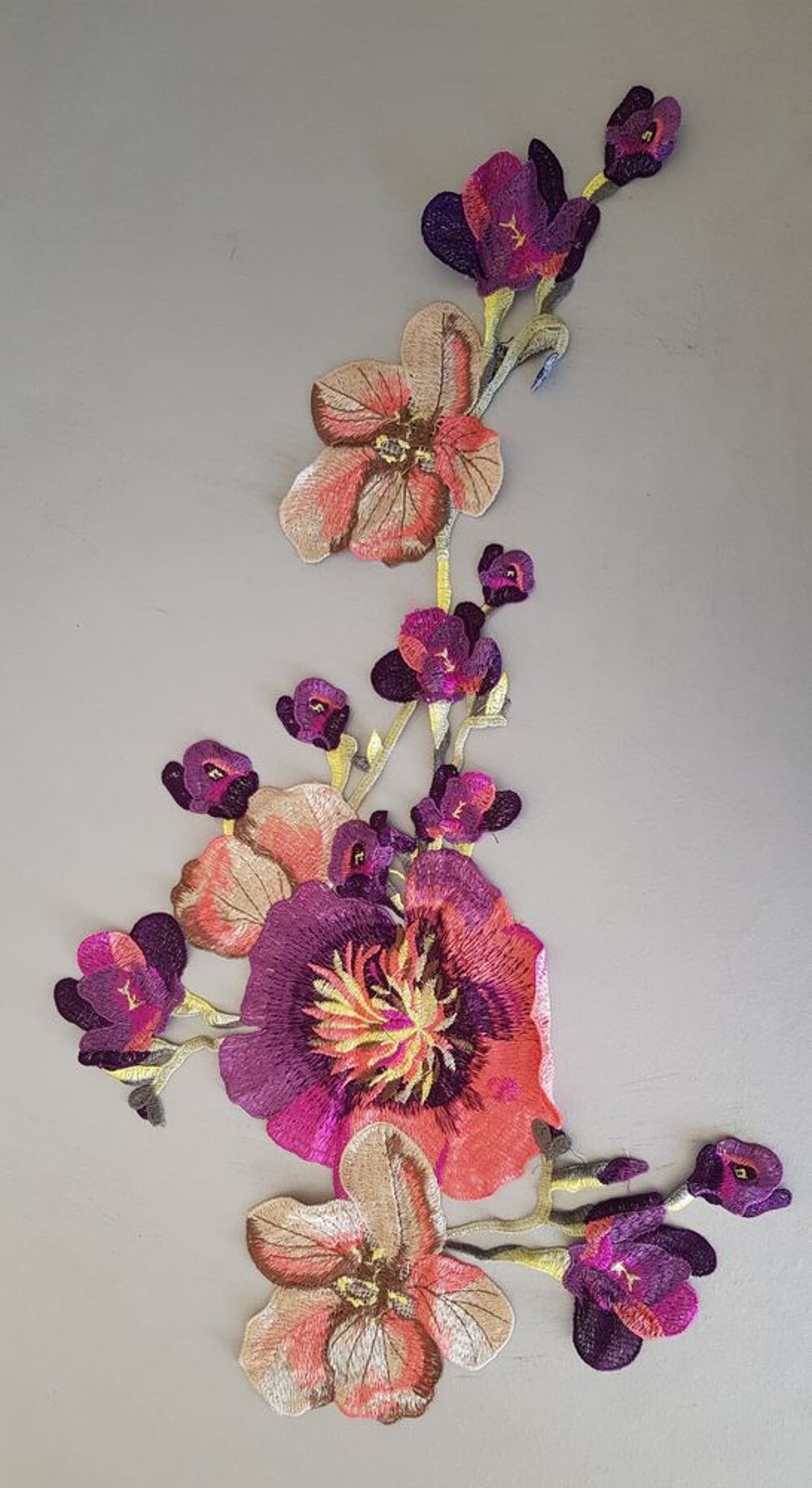 Fleur en tissu brod&eacute; 57x22 cm &agrave; coudre Bricolage