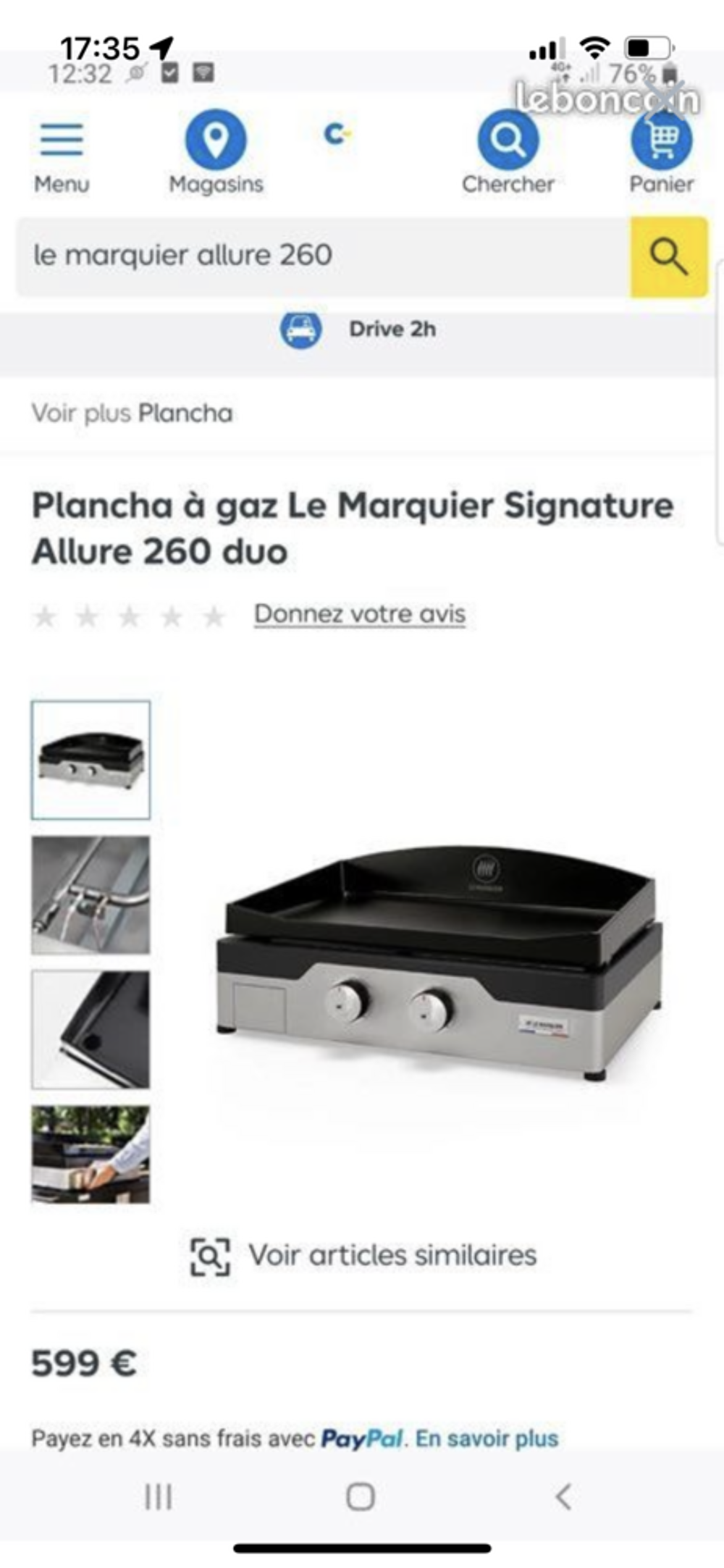Plancha &agrave; gaz Le Marquier Signature
Allure 260 duo Bricolage