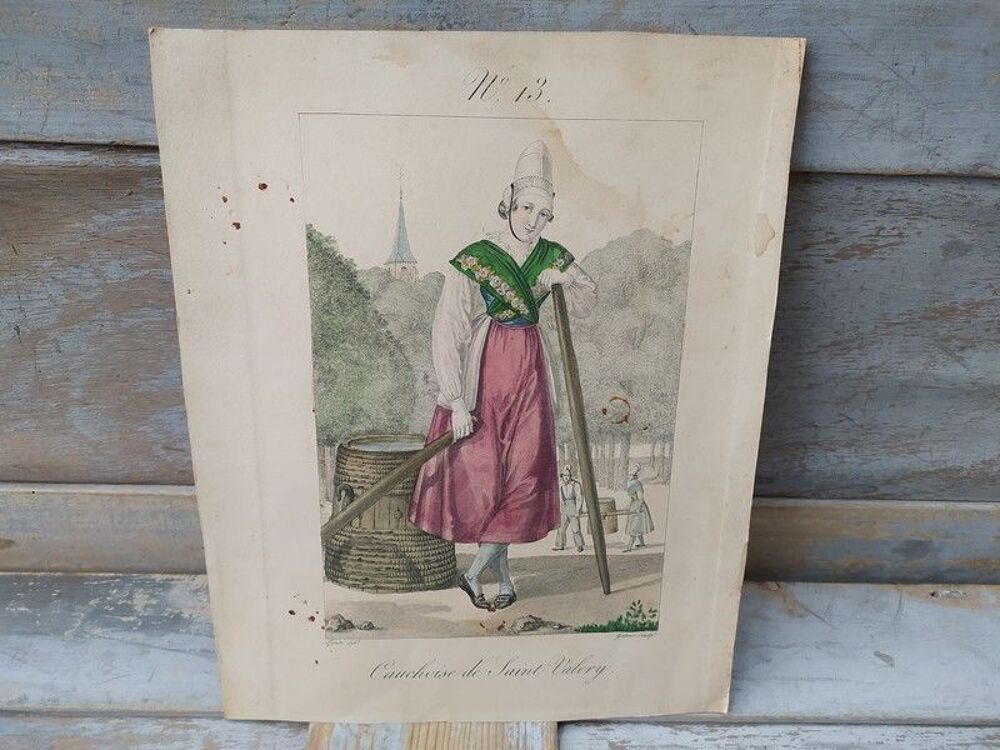 5 Gravures Anciennes Costumes Saint Valery en Caux Normandie 