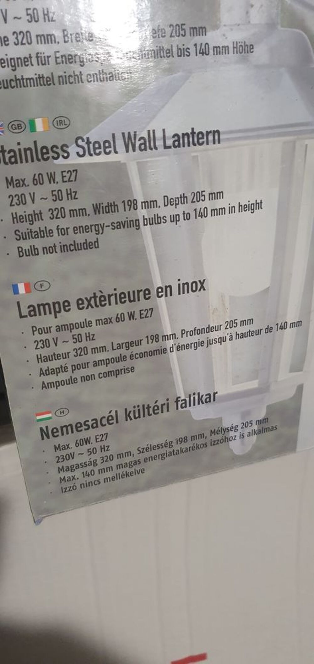 Lampes neuvrs &agrave; suspendre ext&eacute;rieur en inox et verre 30€ Jardin