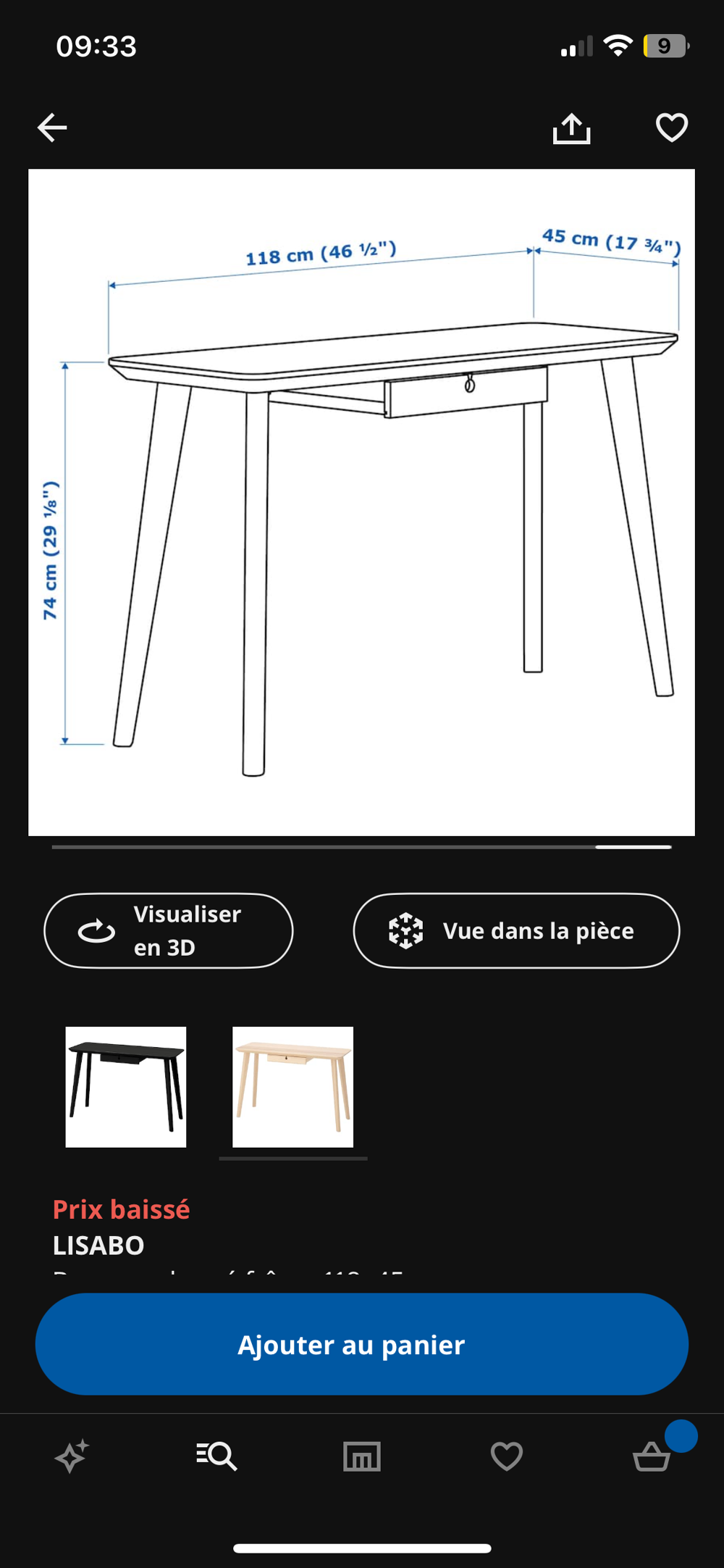 Bureau IKEA avec un tiroir Meubles