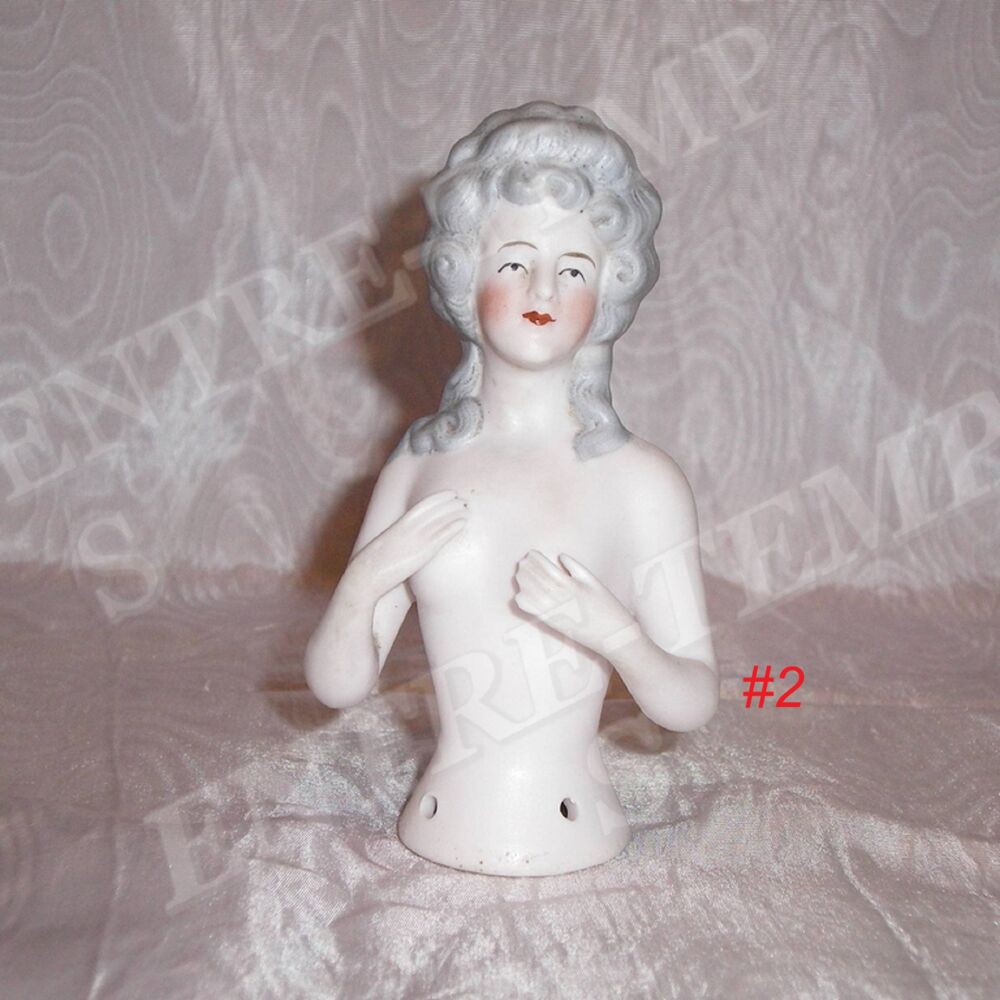 4 ANCIENNES DEMI-FIGURINE ART D&Eacute;CO (BOITE &agrave; POUDRE,HALF DOLL 